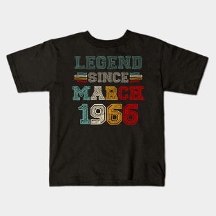 57 Years Old Legend Since March 1966 57th Birthday Kids T-Shirt